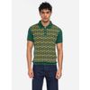 Afbeelding van ATO Berlin | Polo Enzio, groen geel jacquard patroon en korte mouw, biokatoen