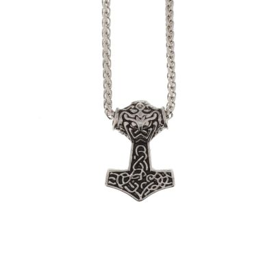 Foto van Zacharia | Halsketting met Keltische hanger Thor's Hammer, Rhodium