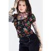 Afbeelding van Jawbreaker | Top met Skull Flower print en haakjes met oogjes sluiting