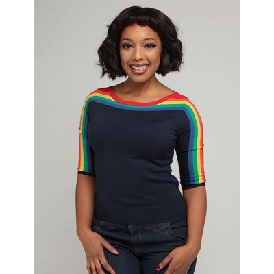 Foto van Collectif | Gebreide korte mouw top, Rina rainbow
