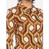 Afbeelding van ATO Berlin | Blouse Arabella, bruin oranje grafisch retro patroon