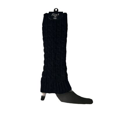 Flirt | Zwarte beenwarmers van zacht kabel-breisel 