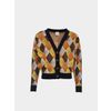 Afbeelding van ATO Berlin | Vest Smilla met bruin, geel geruit Retro patroon