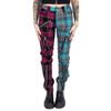 Afbeelding van Chemical Black | Punk broek Azaria, splitleg met roze en blauwe tartan met ritsdetails