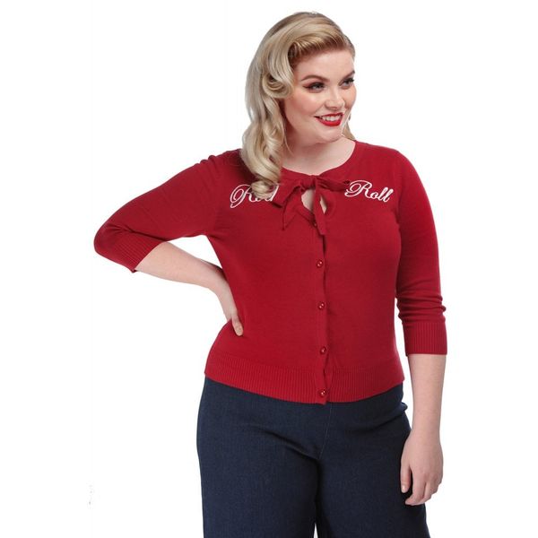 Collectif | Cardigan Charlene Rock Roll rood