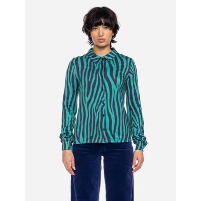 Foto van ATO Berlin | Blouse Arabella, blauw zebra patroon