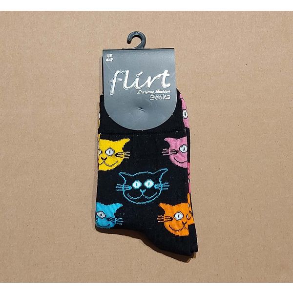 Flirt | Dames sokken met gekleurde kattensnoetjes