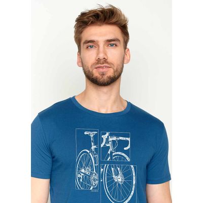 Foto van Green Bomb | T-shirt Bike cut, blauw bio katoen