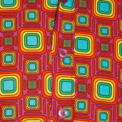 Foto van Chenaski | Overhemd 70's, Tube met violet, regenboog vierkantjes