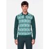 Afbeelding van ATO Berlin | Polo Enne, lange mouw groen mint retro jacquard patroon