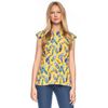 Afbeelding van ATO Berlin | Shirt top Femke, geel met bonte veren print
