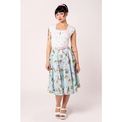 Foto van Hell Bunny | Jaren 50 rok Beatrix blauw met hertjes en konijntjes