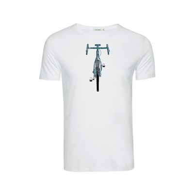 Foto van Green Bomb | T-shirt Bike front stamp, wit bio katoen