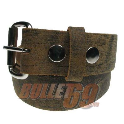Bullet69 | Bruine leren riem, 38mm van ruig bruin leer met afneembare gesp