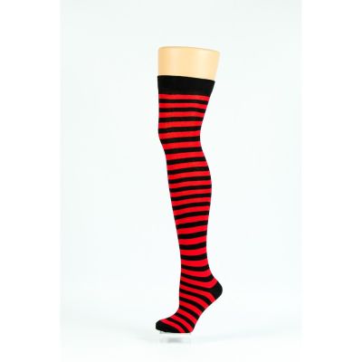 Flirt | Overknee sokken zwart rood gestreept