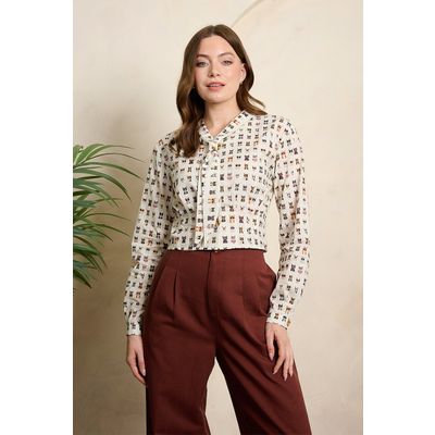 Foto van Banned | Cherry Cool cat retro blouse met kattensnoetjes