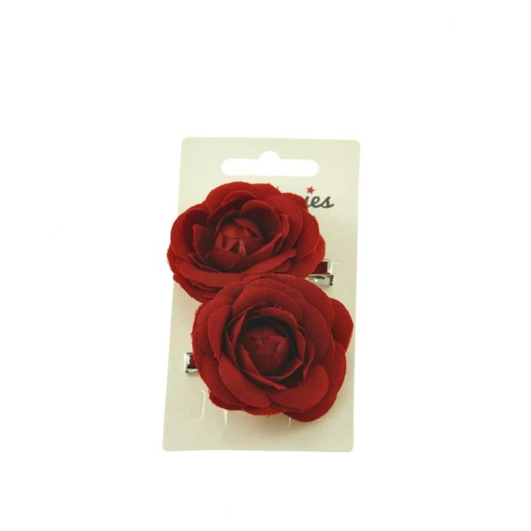Zacharia | Paar, rode roosjes op haarclips 
