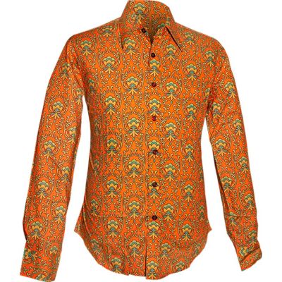 Foto van Chenaski | overhemd Seventies Wallpaper-Flower oranje, groen, turquoise