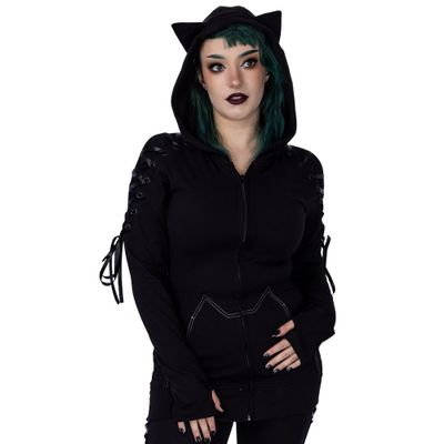 Foto van Heartless | Hoody Bryony, met katten oortjes en veter details