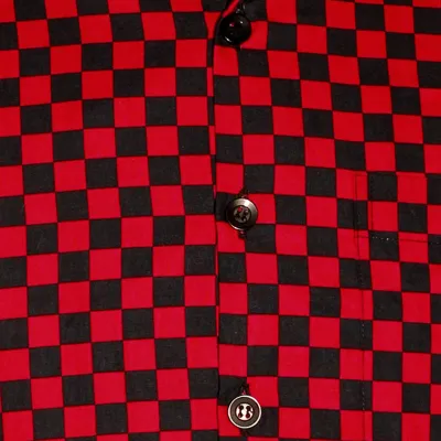 Foto van Chenaski | Overhemd korte mouw, two tone Blocks, rood zwart