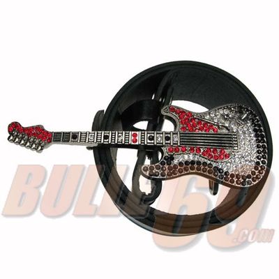 Bullet69 | Metalen gitaar riem buckle, rood zilver zwart