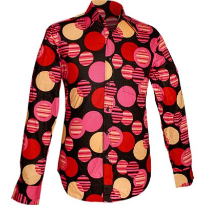 Foto van Chenaski | overhemd Seventies Cone of Light, black, red, rose