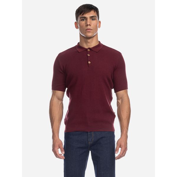 ATO Berlin | Effen bordeaux polo Arnold, knitwear bio katoen