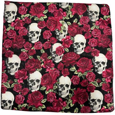Foto van Zacharia | Bandana met skulls en rood rozen print