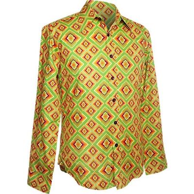 Foto van Chenaski | Overhemd 70's, Rhombus licht groen