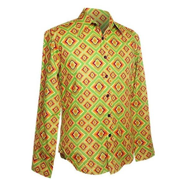 Chenaski | Overhemd 70's, Rhombus licht groen