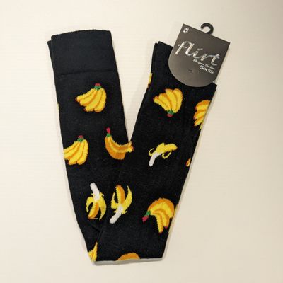 Flirt | Overknee sokken zwart met bananen