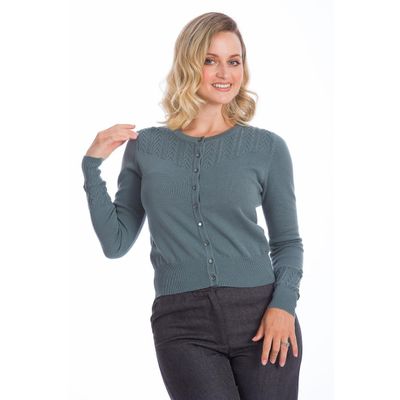 Foto van Banned | Jaren 50, Grijsblauwe cardigan Gosh Girl 