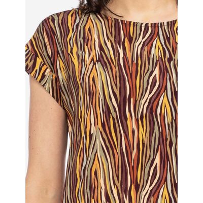 Foto van ATO Berlin | Retro shirt Leo met bruin geel organisch patroon, bioviscose