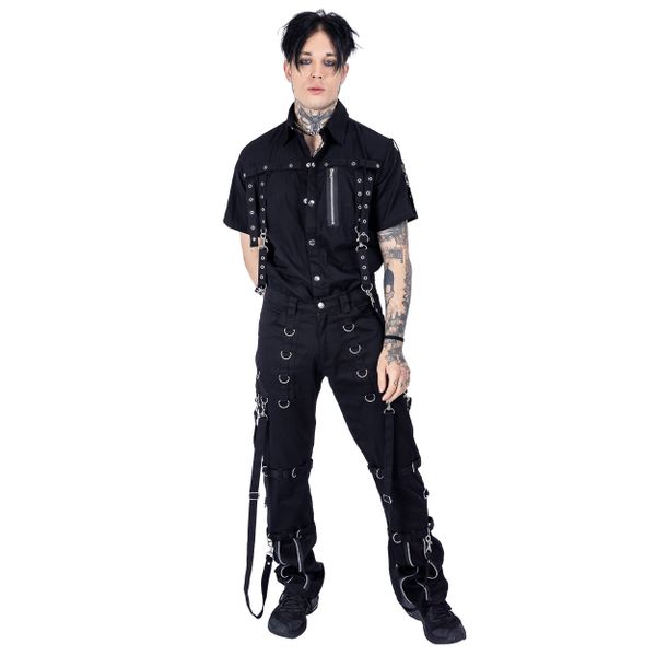 Vixxsen | Industrial broek Azriel, zwart met D-ringen, gespen en clip-band​en