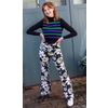 Afbeelding van Run & Fly | Hoge taille, daisy print broek met wijde pijpen