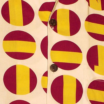 Foto van Chenaski | Overhemd korte mouw, Striped ball creme, geel aubergine