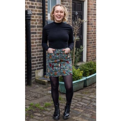 Foto van Run & Fly | A-lijn mini rok, Jaren 70 Peace and Love print
