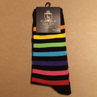 Love Sox | Zwart regenboog gestreepte sokken