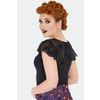 Afbeelding van Voodoo Vixen | Zwarte top met spider web schouder- en halslijn en ruche mouwtjes