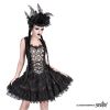 Afbeelding van Sinister | Gothic minirok Fay, tule met 2 laagjes zwart kant met strikjes