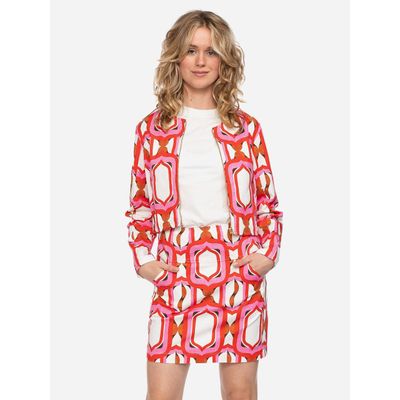 Foto van ATO Berlin | Kort retro jasje Celine met Grafische print in wit, roze en rood