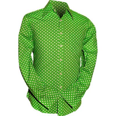 Foto van Chenaski | Retro 70's overhemd, polka dots groen wit