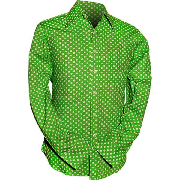 Chenaski | Retro 70's overhemd, polka dots groen wit