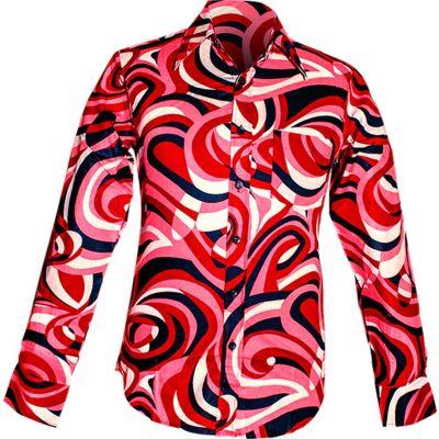 Foto van Chenaski | overhemd Seventies Colourful Waves creme, black, red, rose