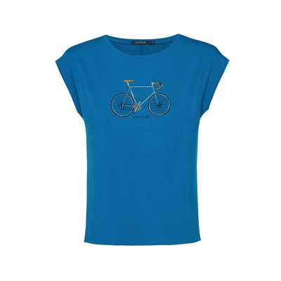 Green Bomb | Dames t-shirt, Bike city ride blauw bio katoen mix