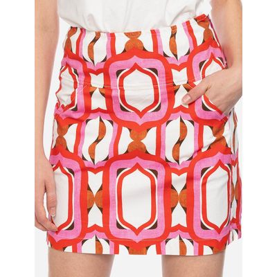 Foto van ATO Berlin | Minirok Hilly, roze rood retro patroon bio katoen