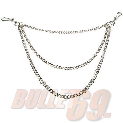 Foto van Bullet69 | Sleutelhanger met 3-dubbele zilverkleurige ketting