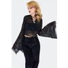 Afbeelding van Jawbreaker | Zwart kanten top met veter detail en Bell sleeves 