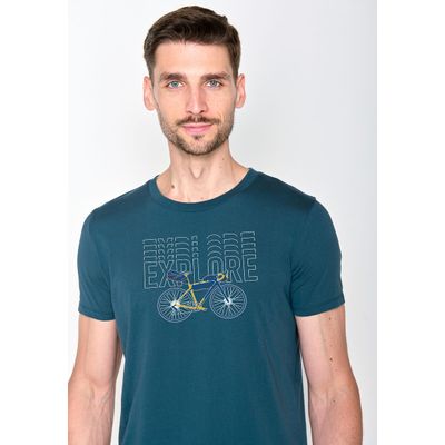 Foto van Green Bomb | T-shirt Bike gravel, steen blauw bio katoen