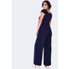 Afbeelding van Voodoo Vixen | Jumpsuit, navy nautical met rode strik